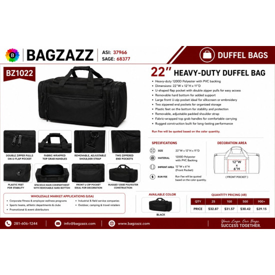 22" Heavy-Duty Duffel Bag