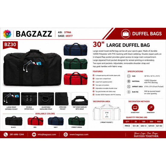 30" Large Duffel Bag