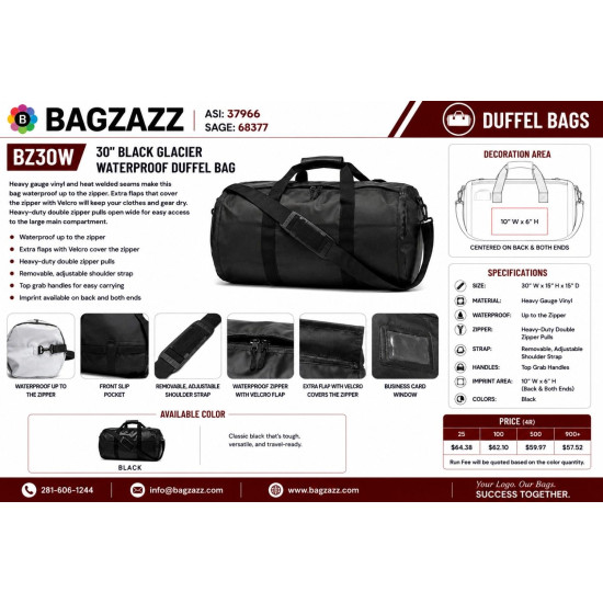 Black Glacier Waterproof Duffel Bag