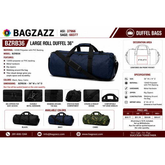 36" Camo Roll Duffel Bag